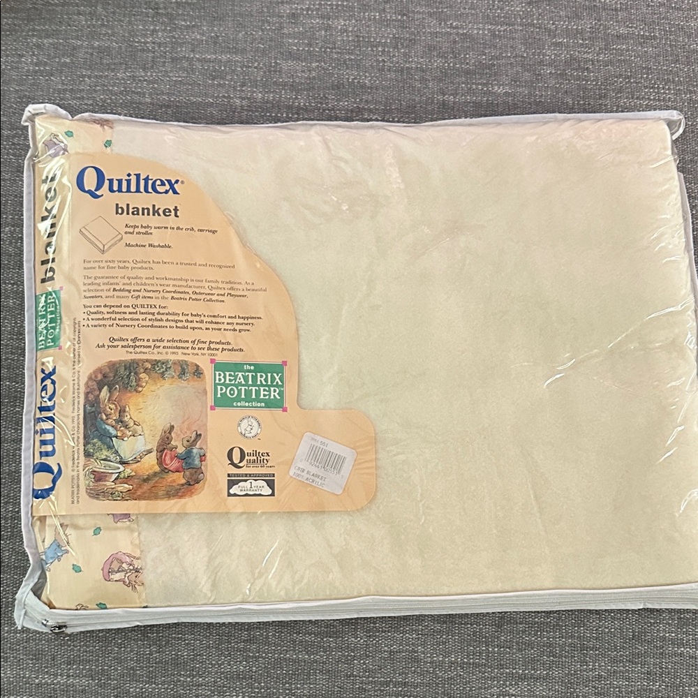 Vintage Quiltex Beatrix Potter Blanket - Yellow and Blue - Picture 4 of 9